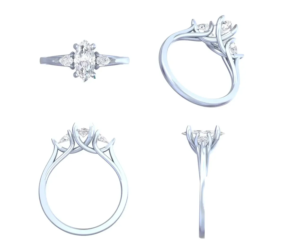Pear & Marquise Diamond Engagement Ring 