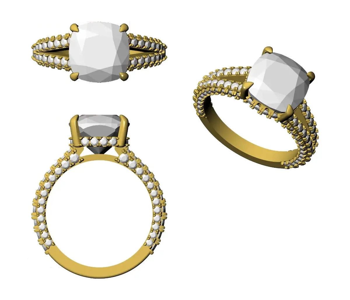 Cushion & Round Diamond Engagement Ring 