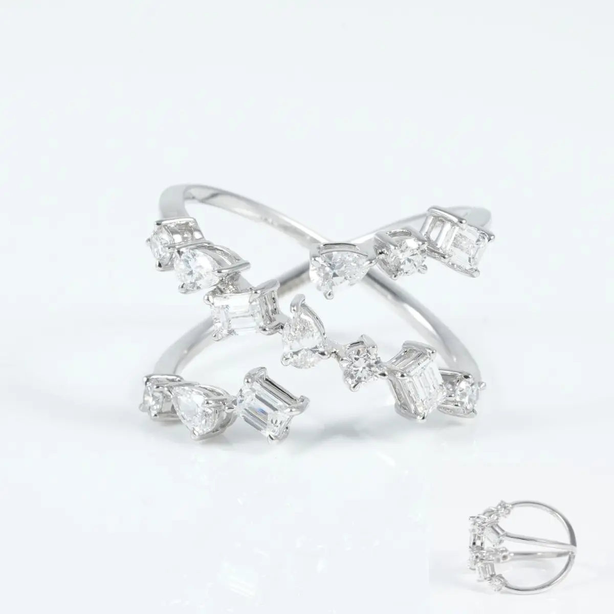Emerald, Pear & Round Diamond Fashion Band 