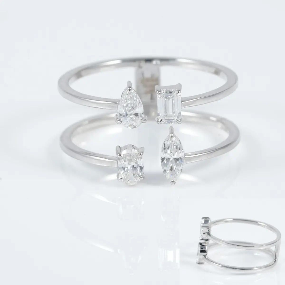 Emerald, Pear, Marquise & Oval Diamond Fashion Band 
