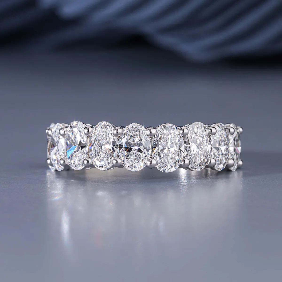 Oval Diamond Half Eternity Band 