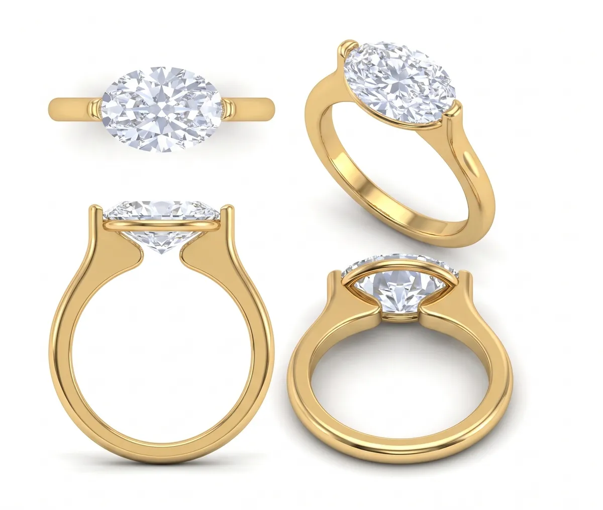 Oval Diamond Solitaire Ring 