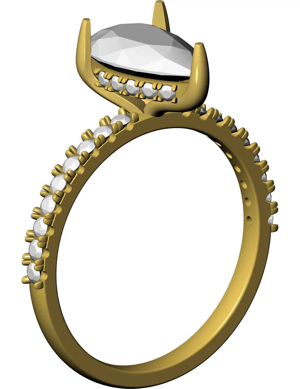 Pear & Round Diamond Engagement Ring 