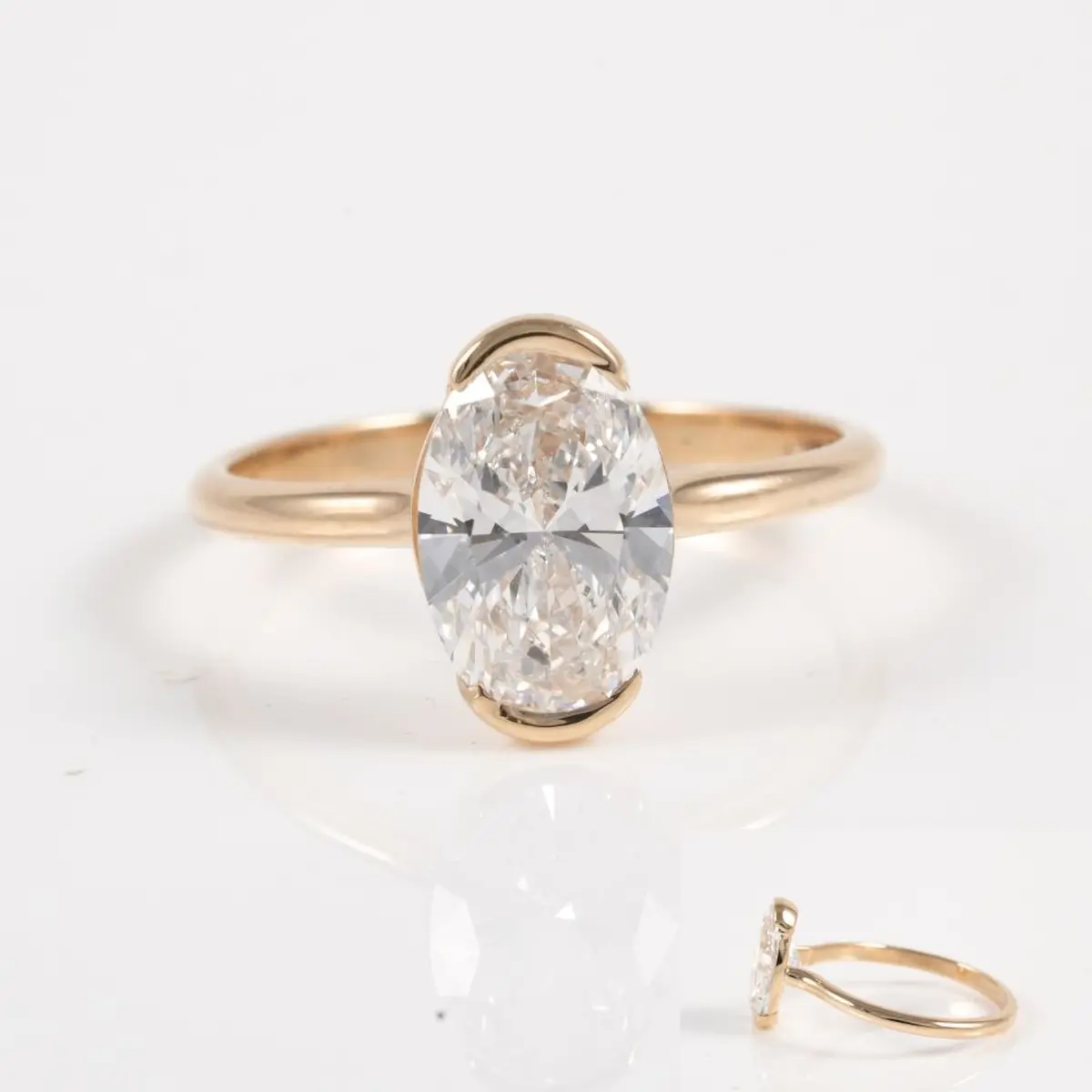 Oval Diamond Solitaire Ring 