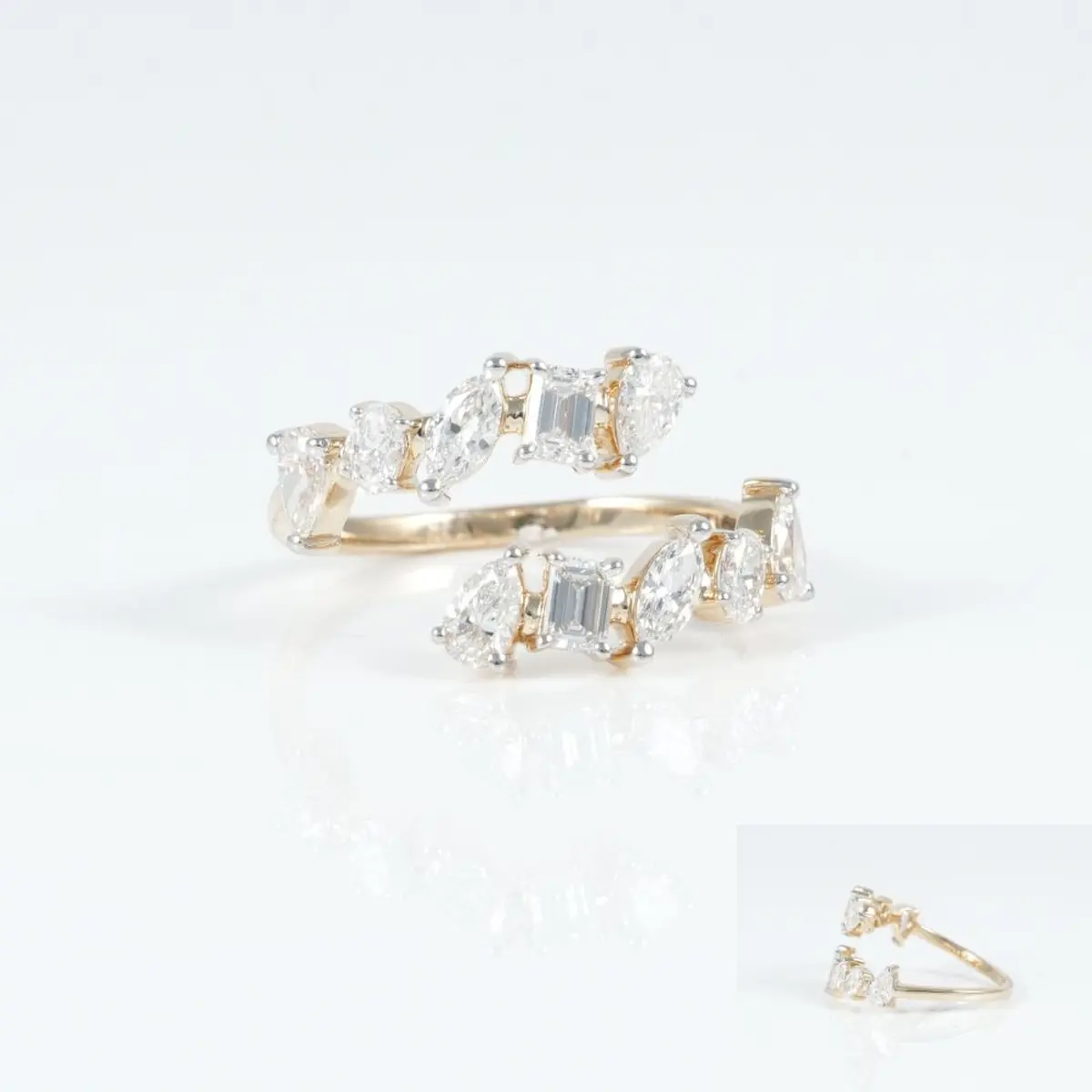 Emerald, Marquise, Oval & Pear Diamond Fashion Ring 