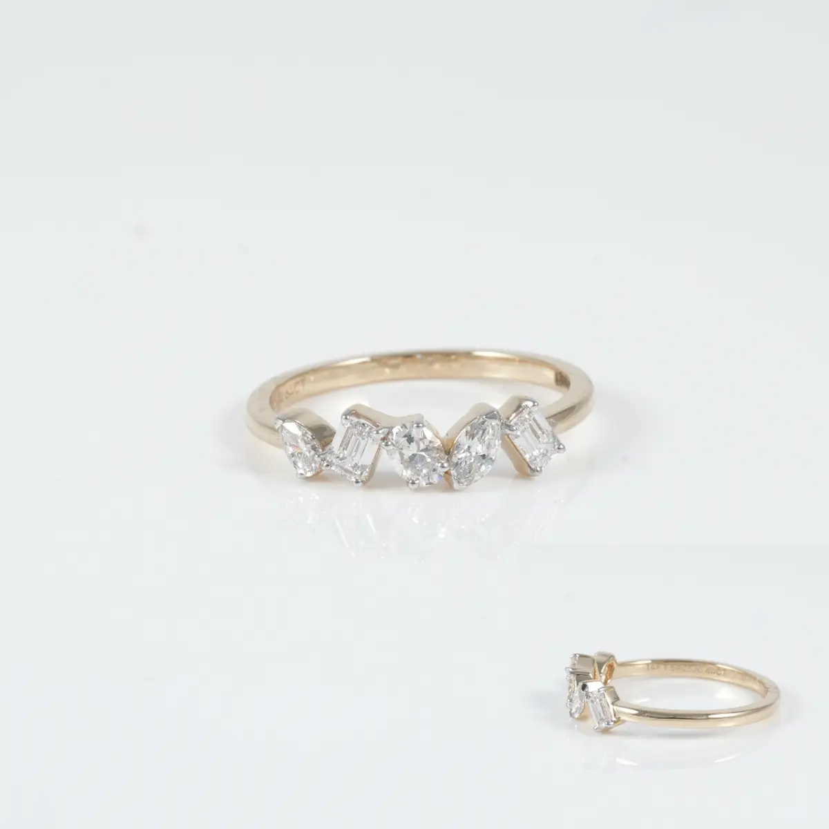 Baguette, Oval, Pear & Emerald Diamond Fashion Ring 