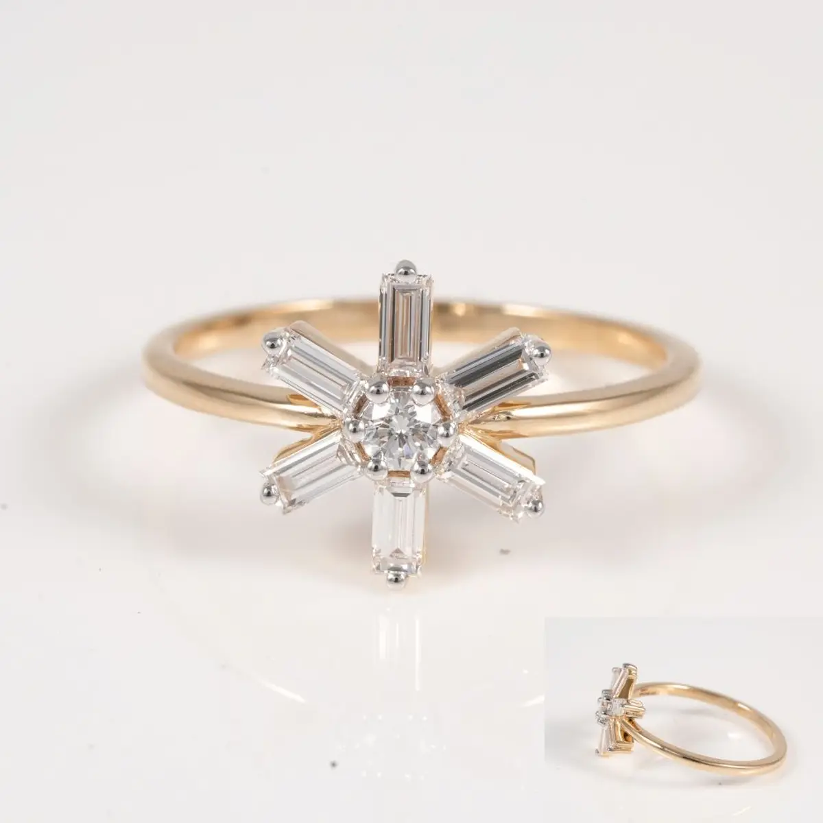 Baguette & Round Diamond Fashion Ring 