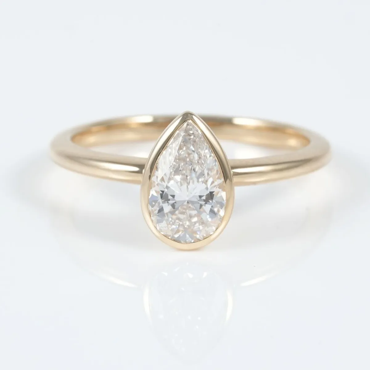 Bezel Setting Pear Diamond Solitaire Ring 