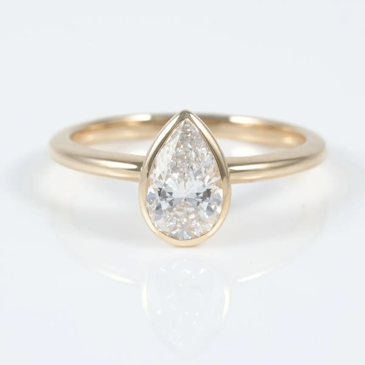 Bezel Diamond Pear Diamond Solitaire Ring