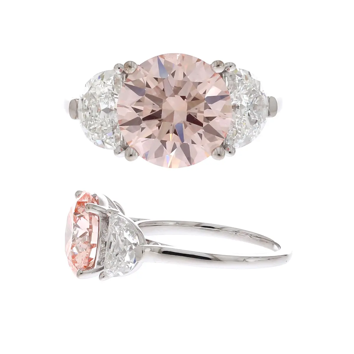 Half Moon & Round Stone Engagement Ring 