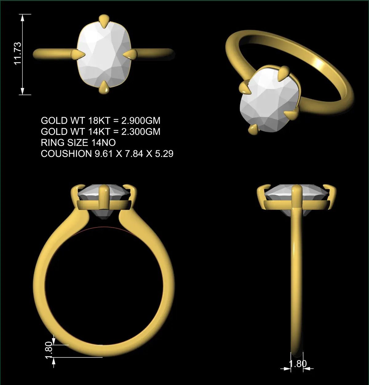 Oval Diamond Solitaire Ring 