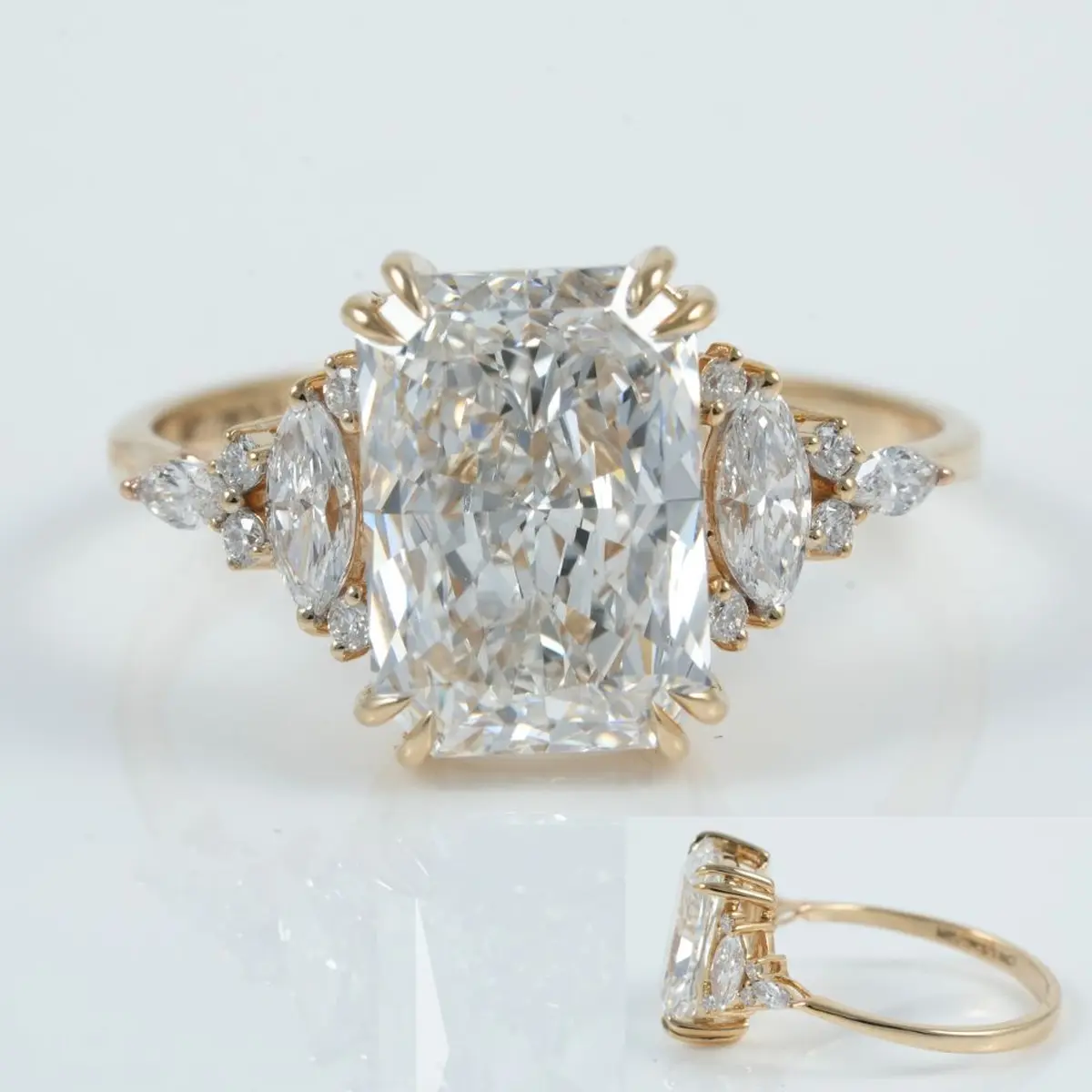 Radiant, Marquise & Round Diamond Engagement Ring 