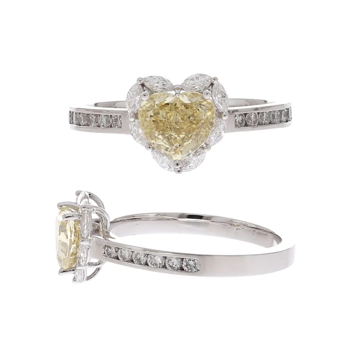 Marquise & Heart Diamond With Fancy Heart Stone Engagement Ring 