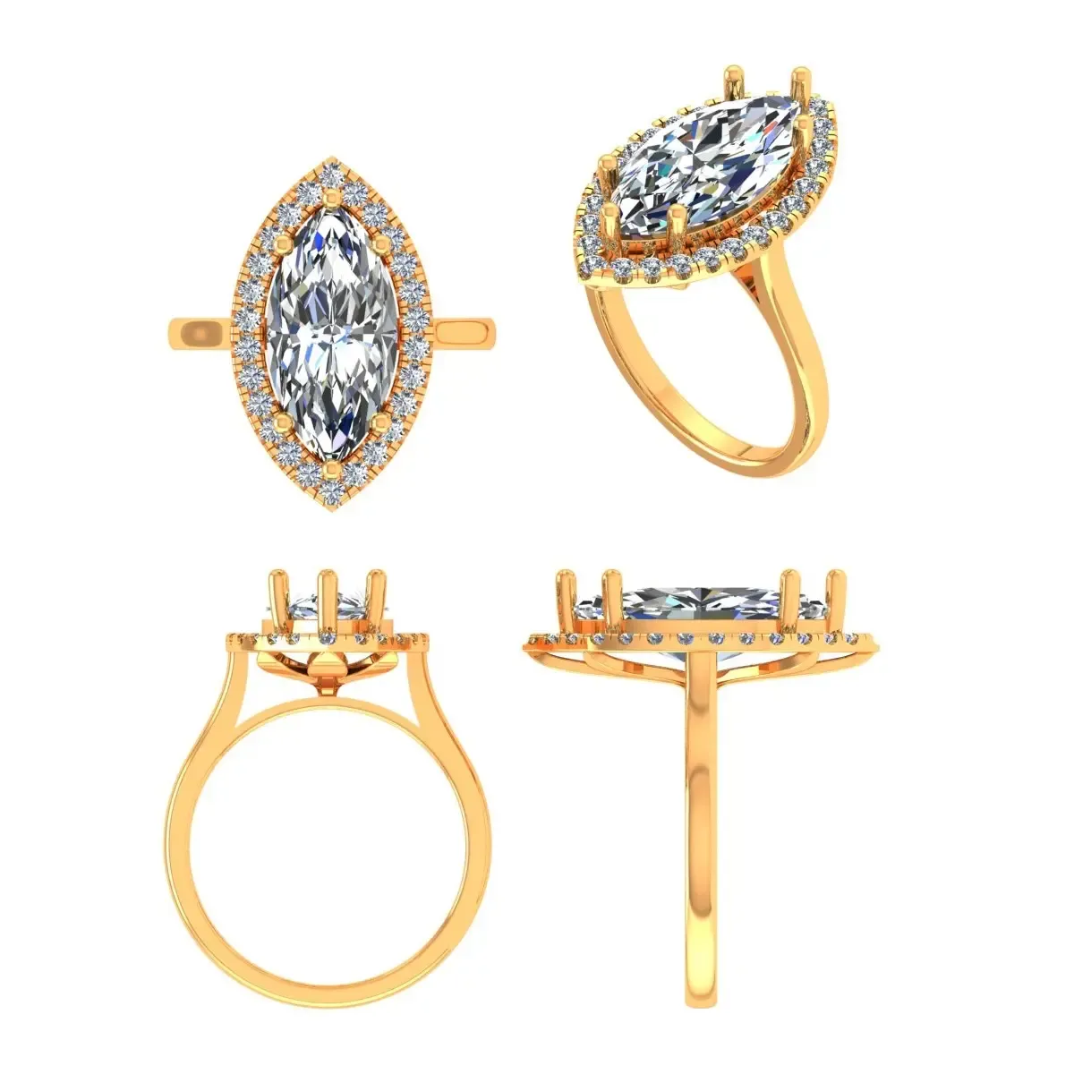 Marquise & Round Diamond Fashion Ring 