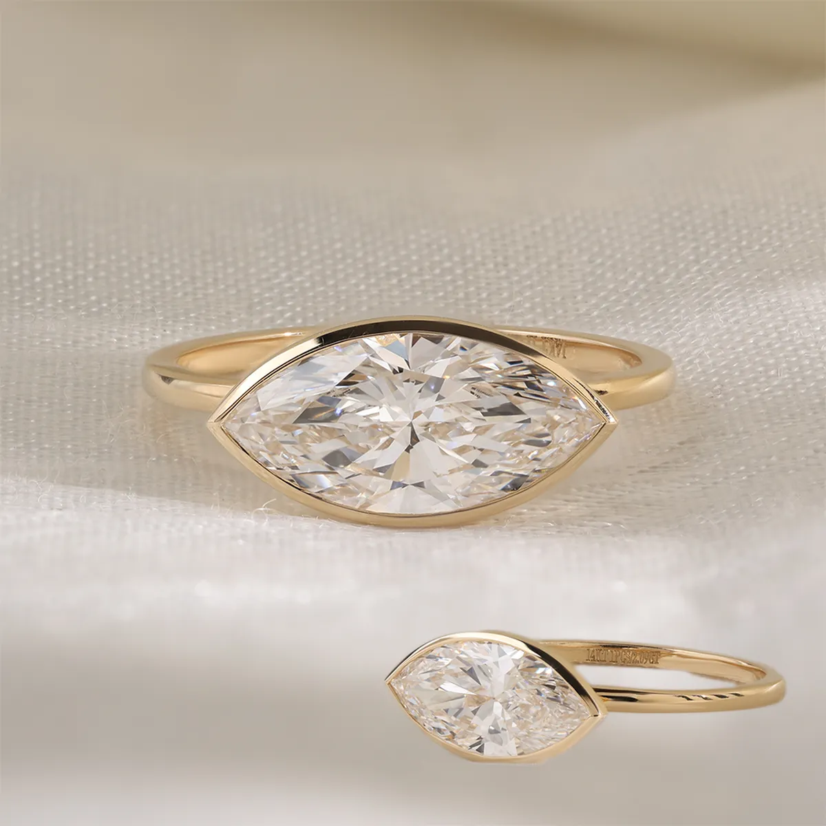 Bezel Setting Marquise Diamond Solitaire Ring 
