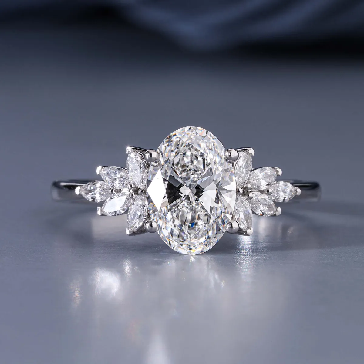 Oval & Marquise Diamond Engagement Ring 