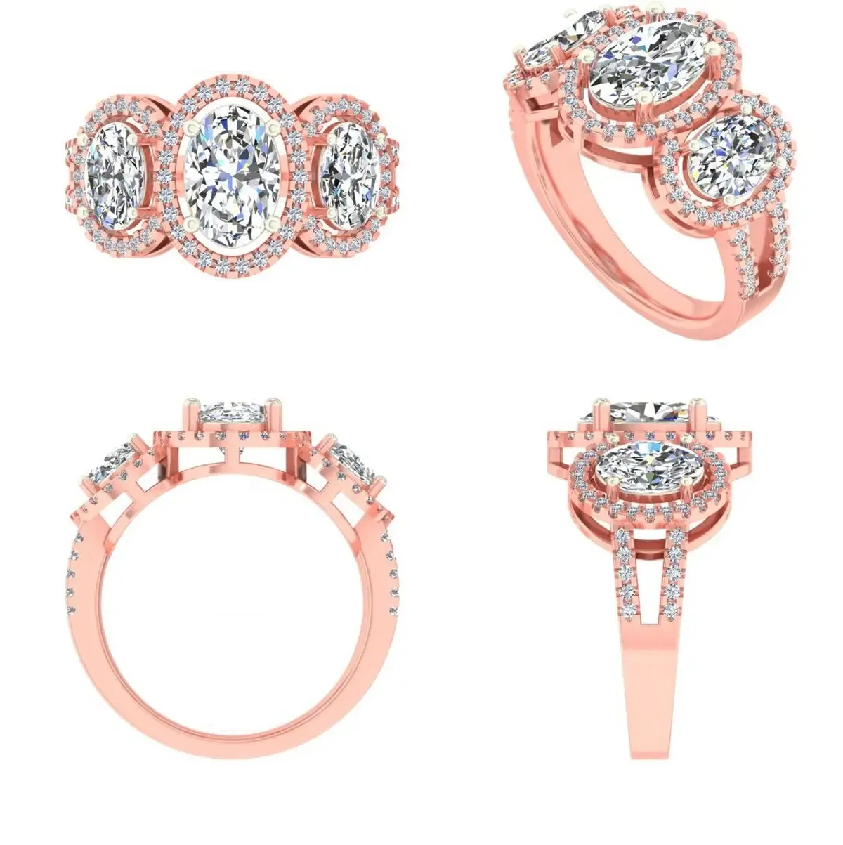 Oval & Round Diamond Womens Ring 