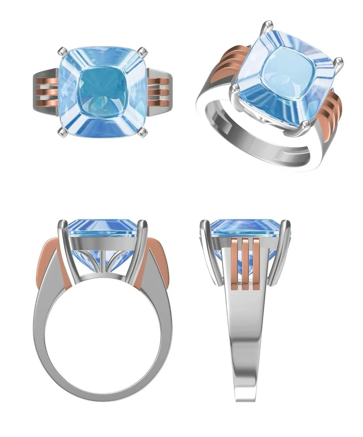 Fancy Cushion Diamond Solitaire Band 