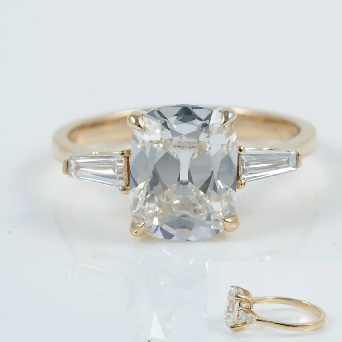 Baguette & Cushion Diamond Engagement Ring 