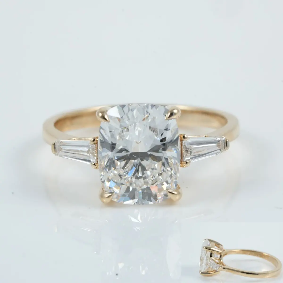 Baguette & Cushion Diamond Engagement Ring 