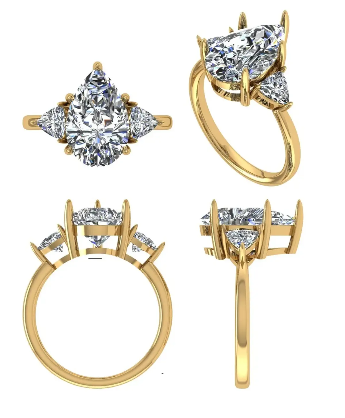 Pear & Trillion Diamond Engagement Ring 