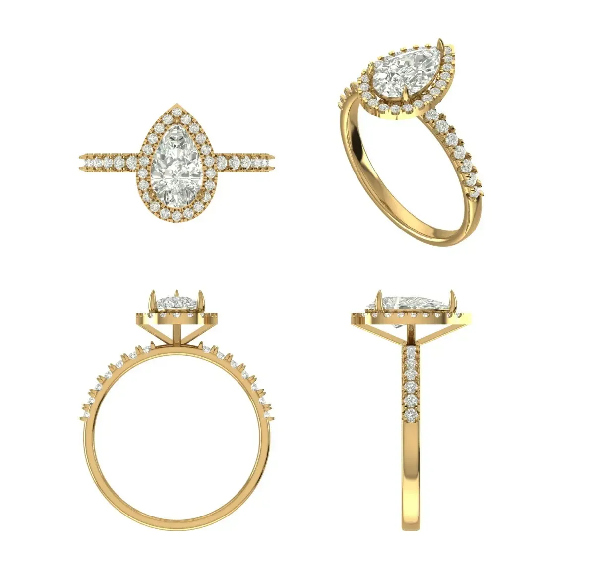 Pear & Round Diamond Engagement Ring 