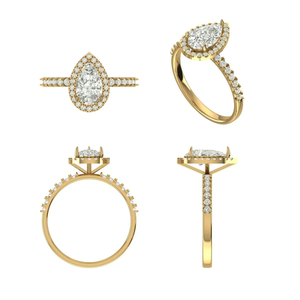 Pear & Round Diamond Engagement Ring 