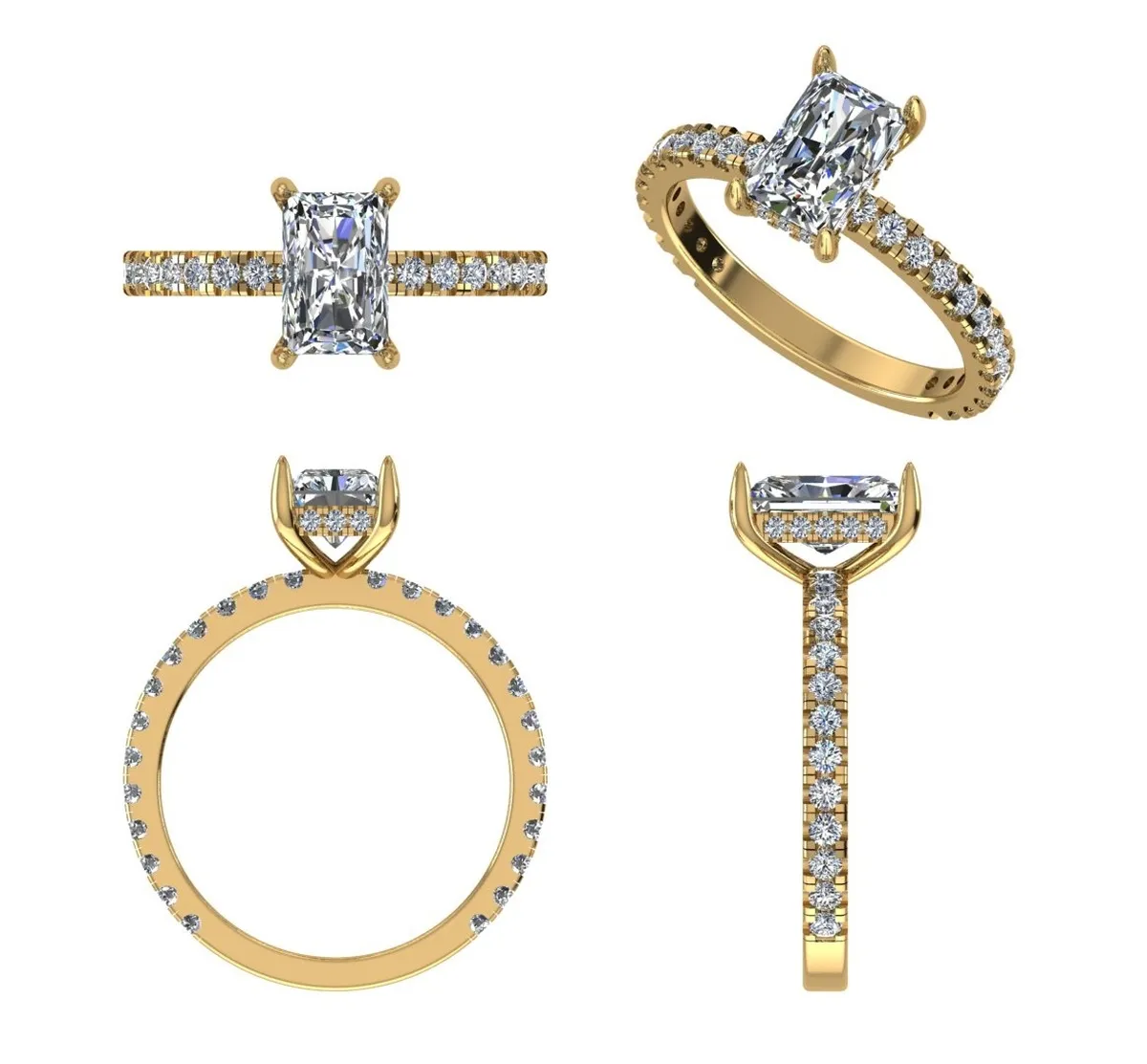 Radiant & Round Diamond Engagement Ring 