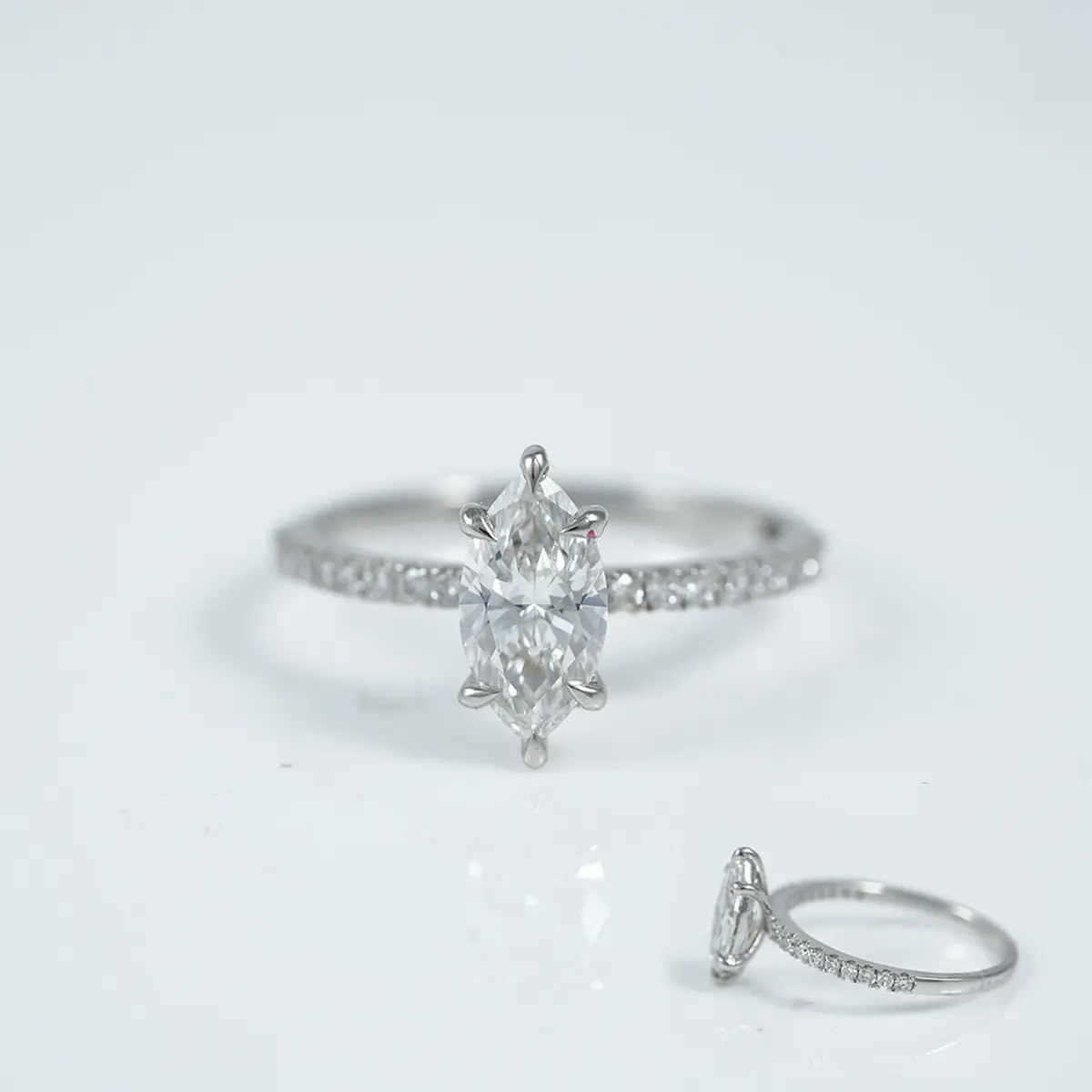 Marquise & Round Diamond Engagement Ring 