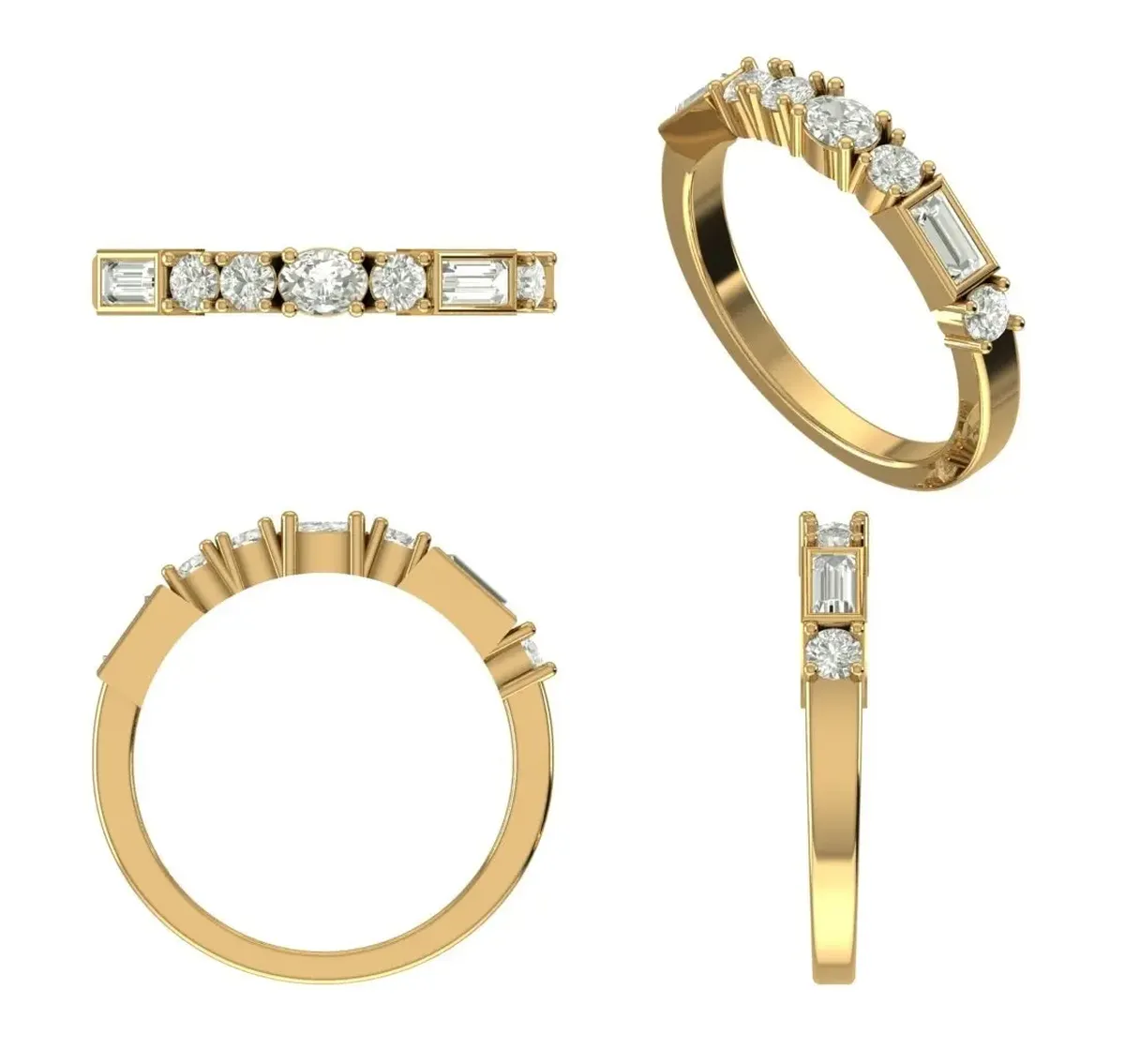 Baguette, Oval & Round Diamond Band 