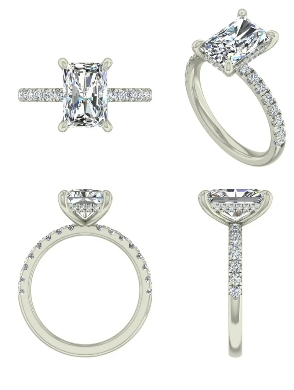 Radiant & Round Diamond Engagement Ring 