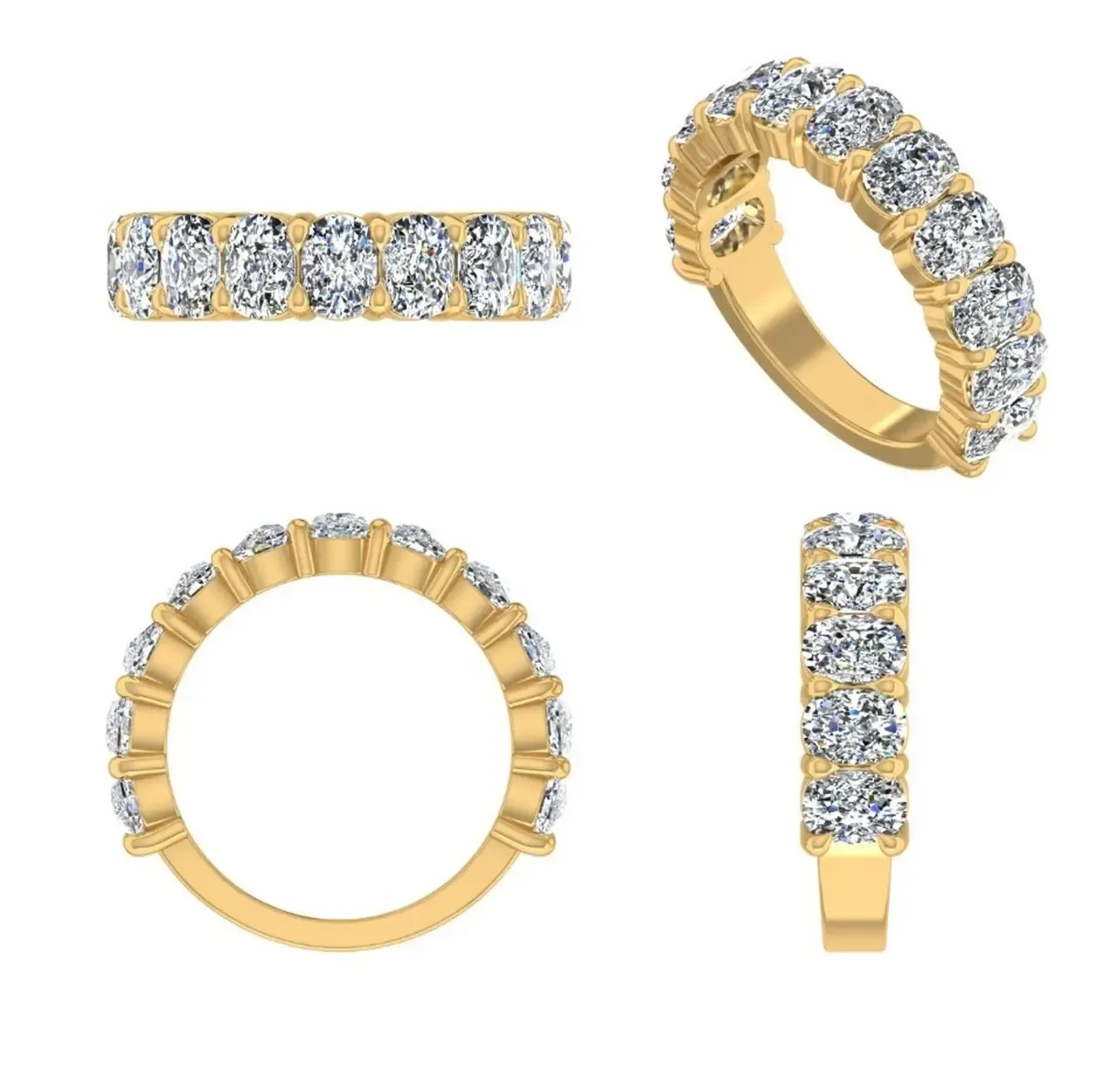 Oval Diamond Half Eternity Band 
