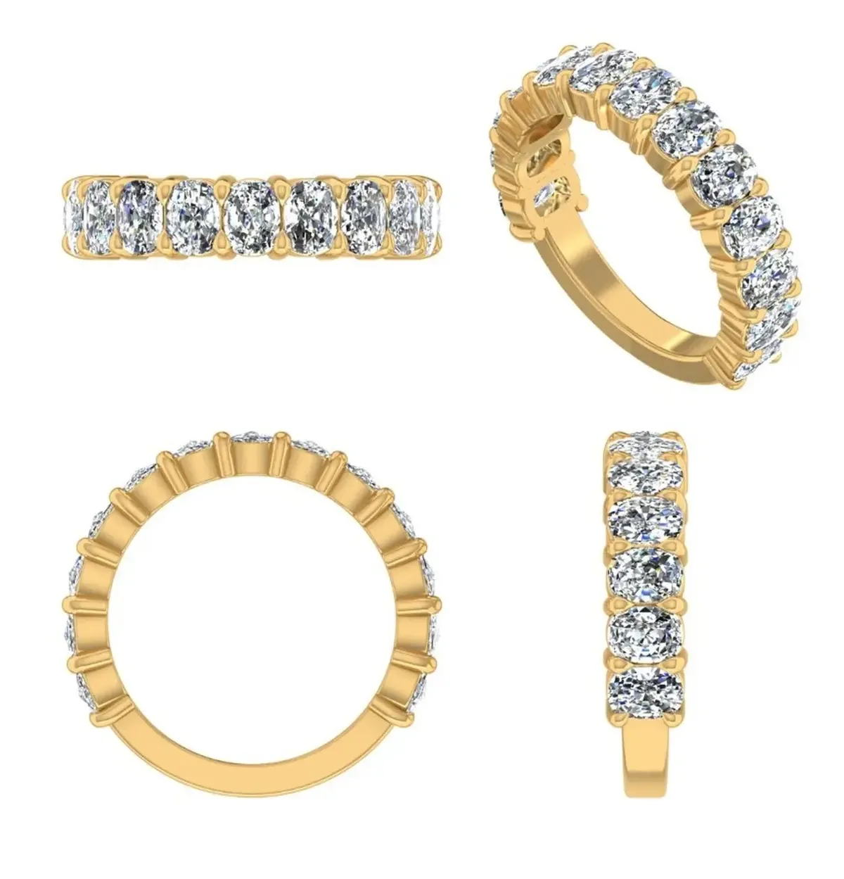 Oval Diamond Half Eternity Band 