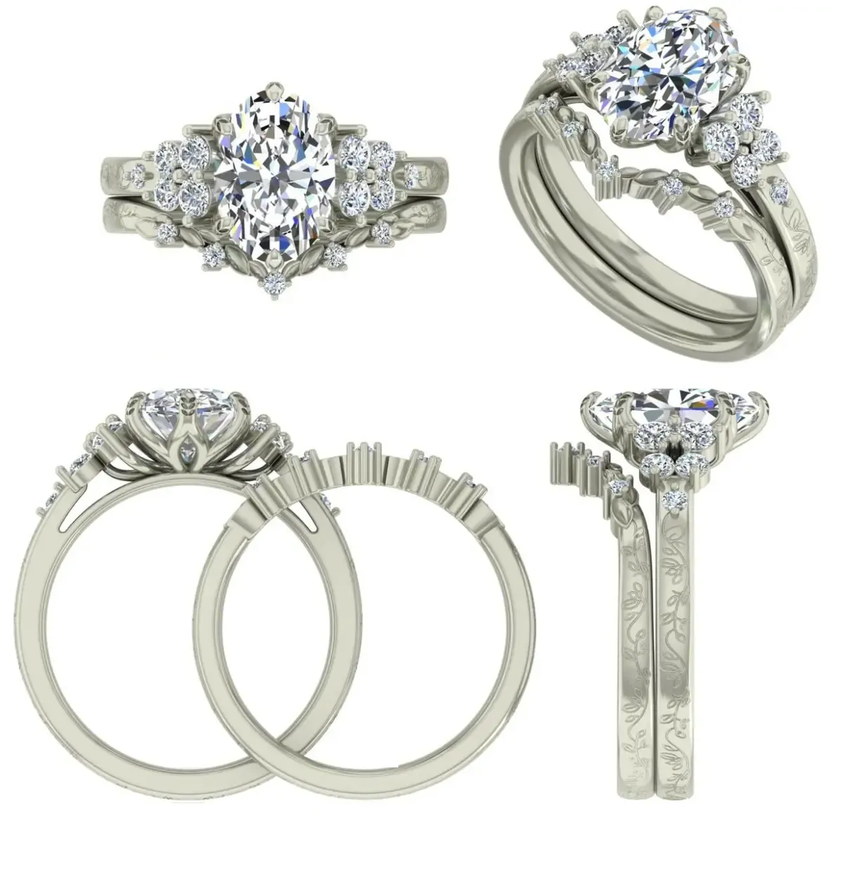Oval & Round Diamond Engagement Ring 