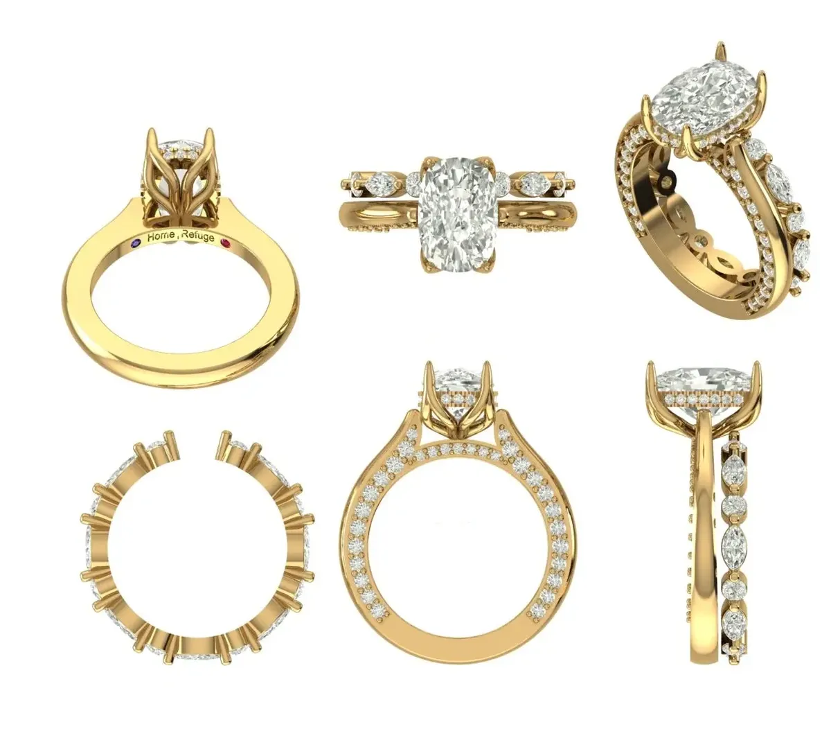 Cushion, Marquise & Round Diamond Engagement Ring 