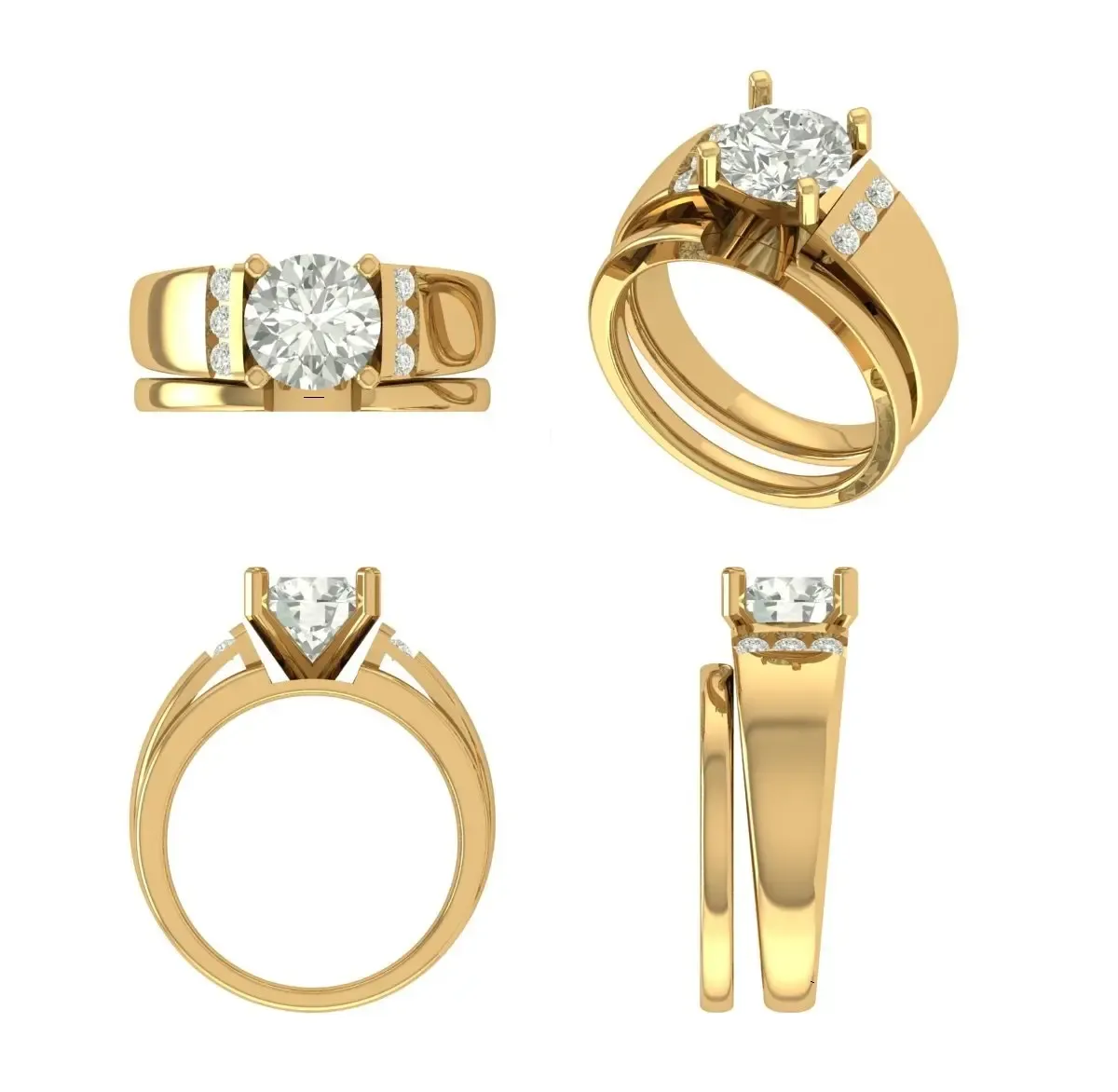 Round Diamond Engagement Band 