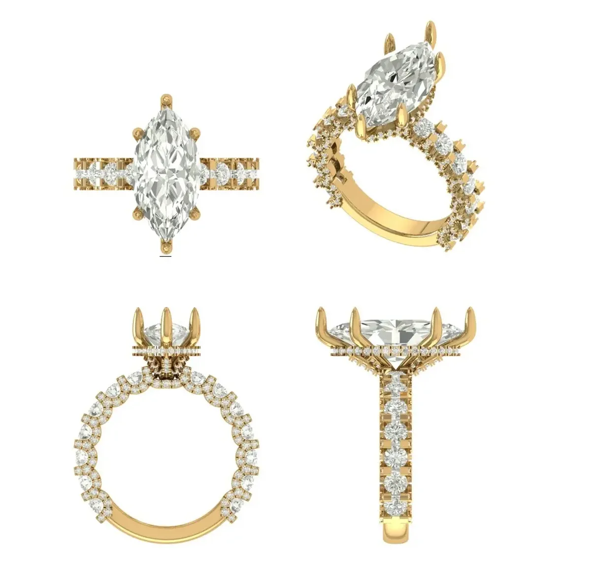 Marquise & Round Diamond Engagement Ring 