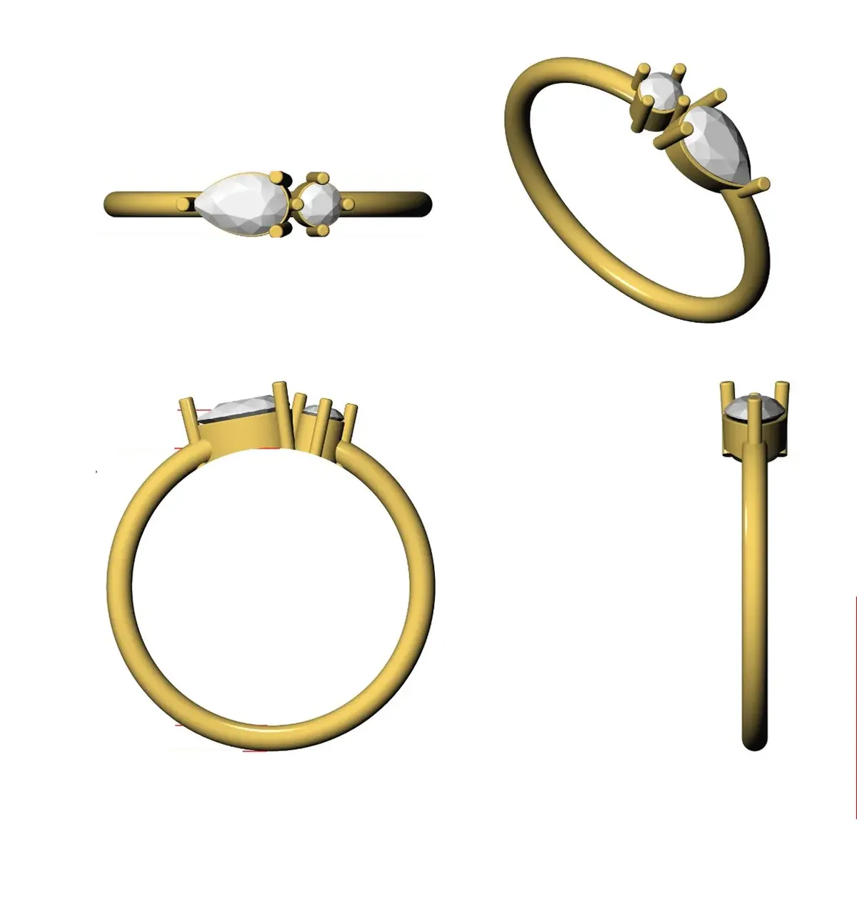 Pear & Round Diamond Band 