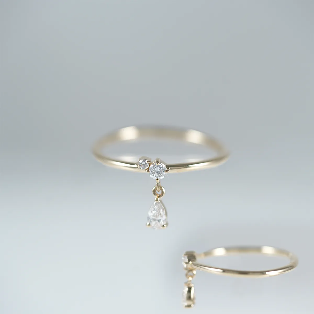 Pear & Round Diamond Hanging Ring 