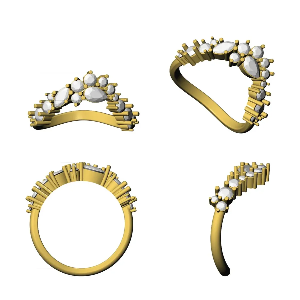 Pear, Marquise & Round Diamond Fashion Ring 