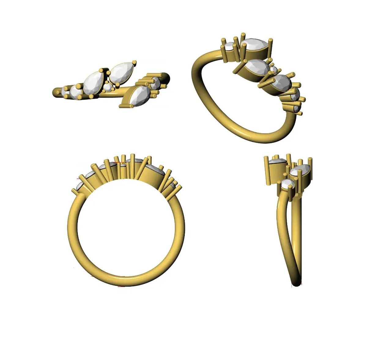 Pear & Round Diamond Fashion Ring 