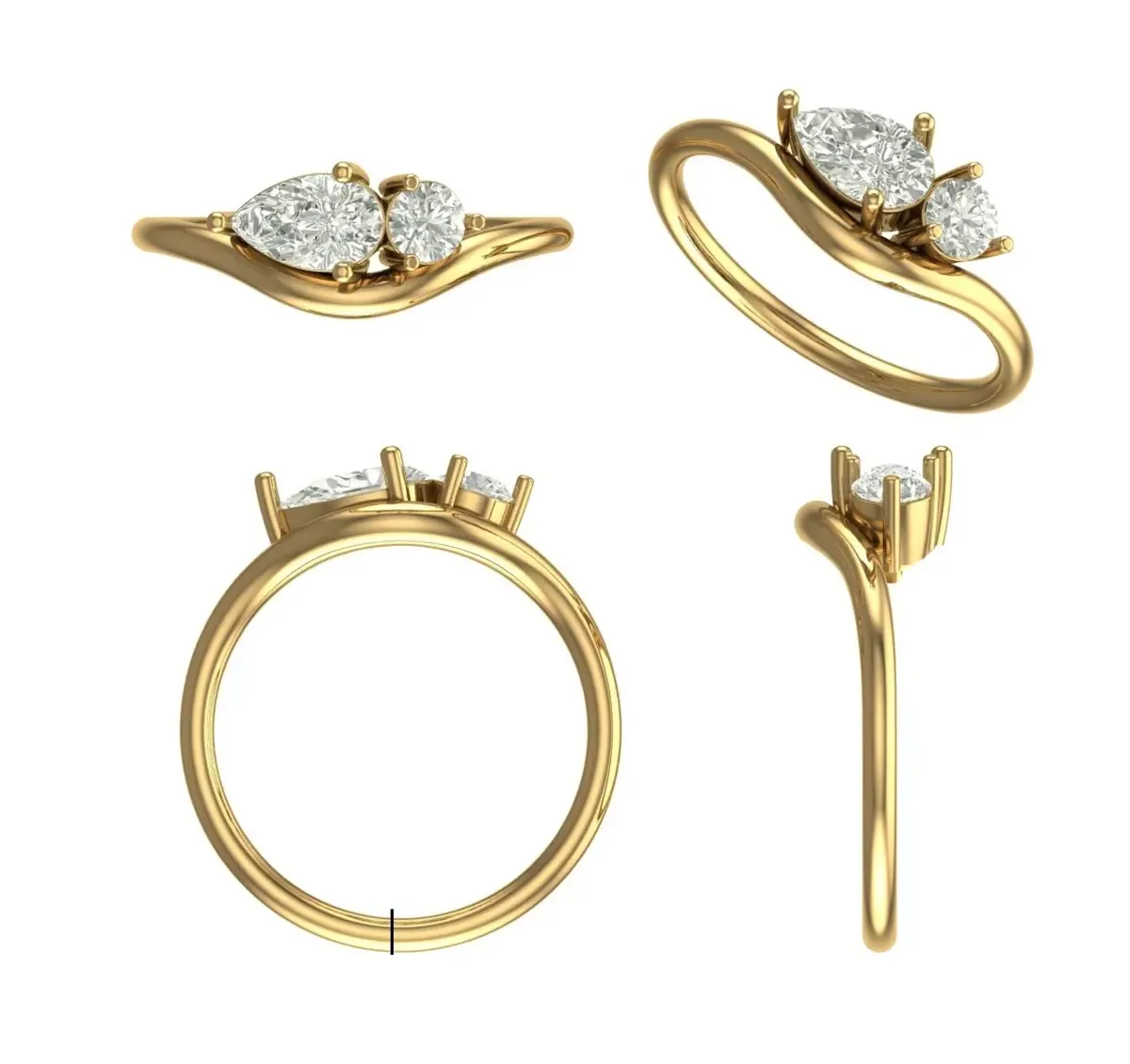 Pear & Round Diamond Fashion Ring 