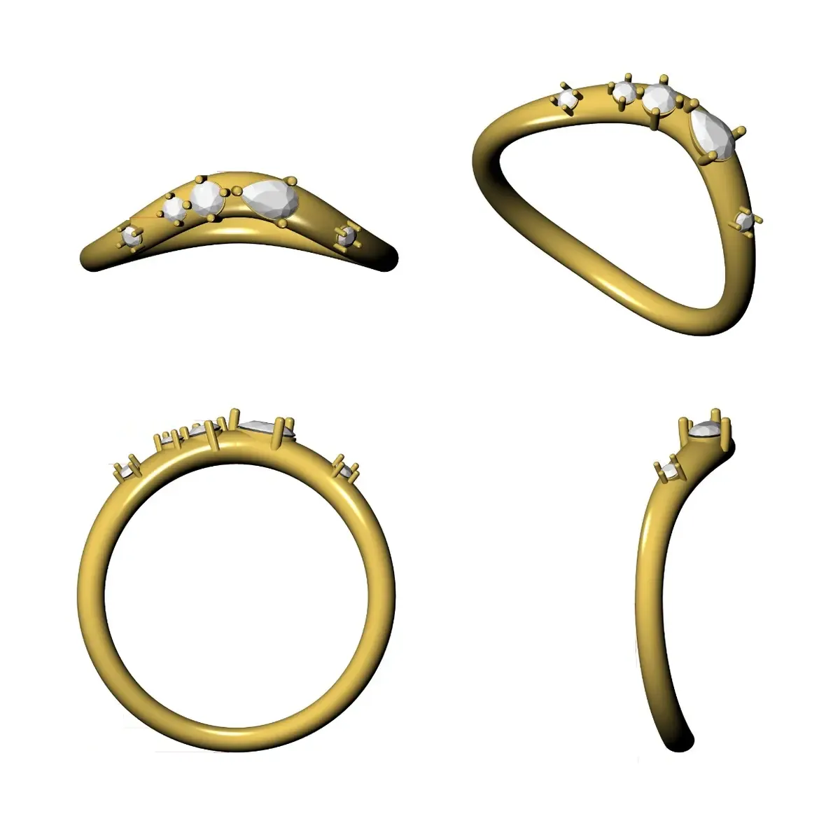 Pear & Round Diamond Fashion Band 