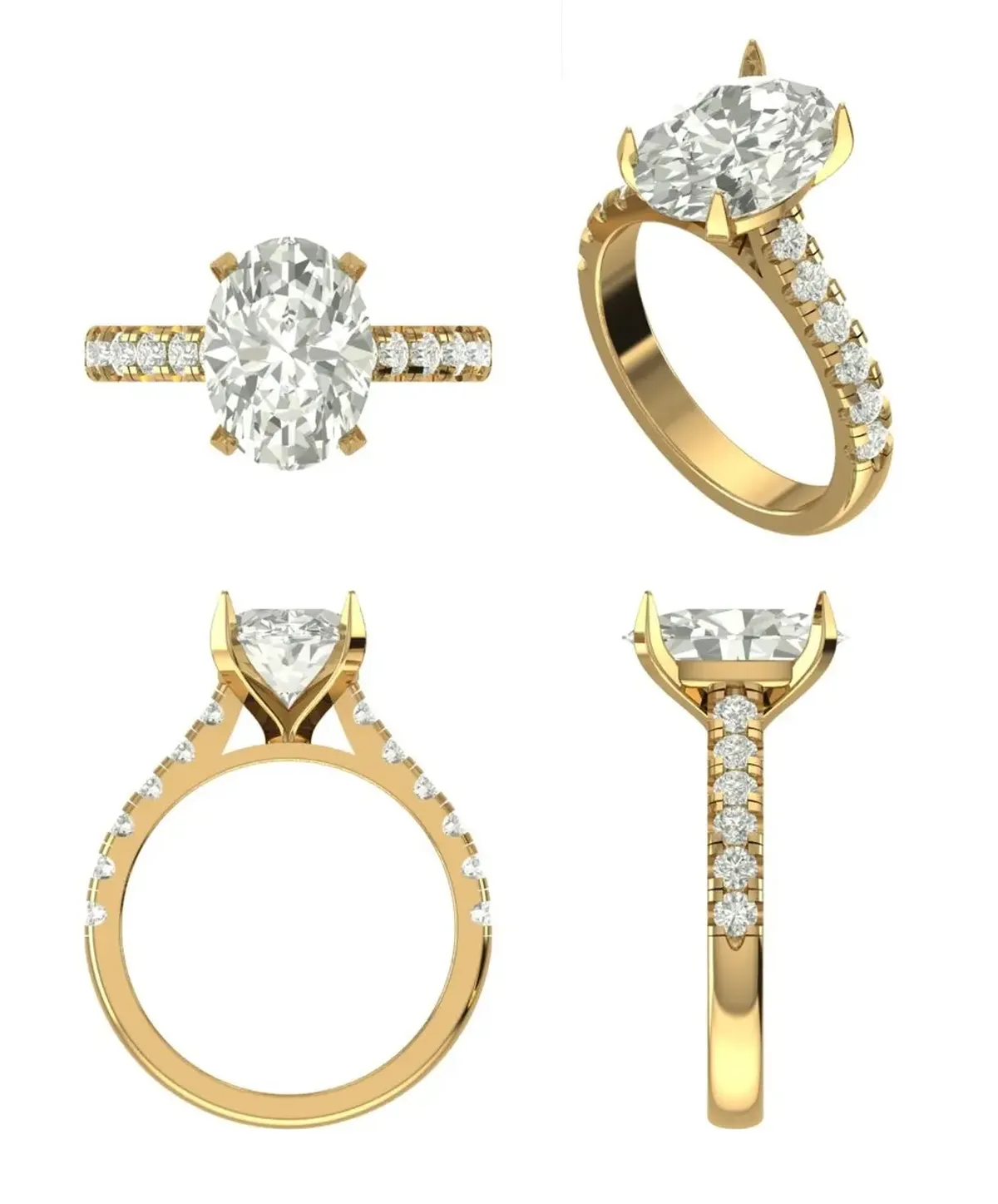 Oval & Round Diamond Engagement Ring 