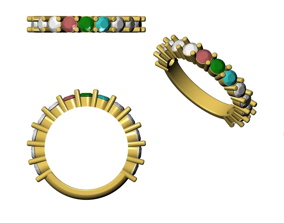 Round Diamond & Round Colour Stone Womens Ring 