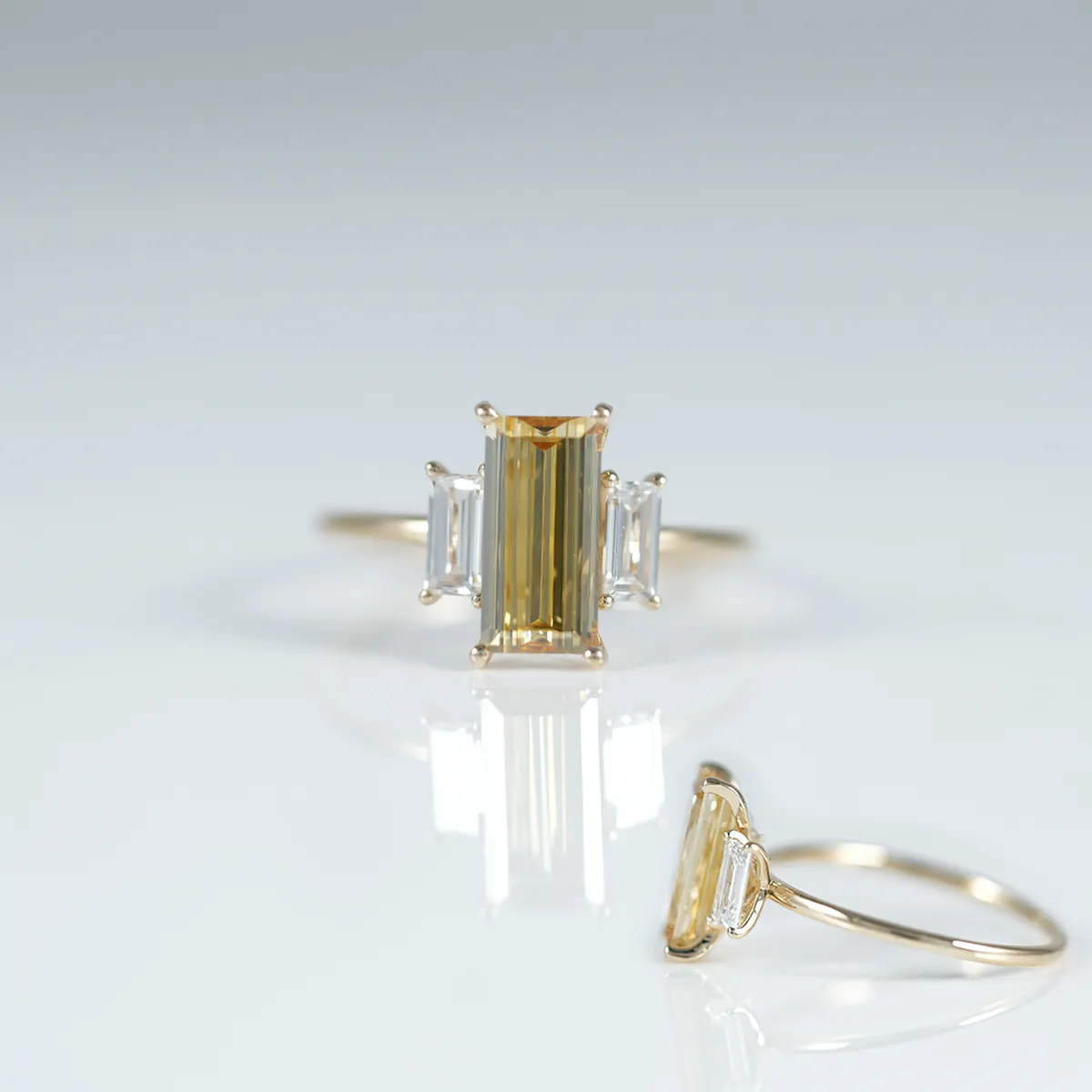 Baguette & Round Diamond Engagement Ring 