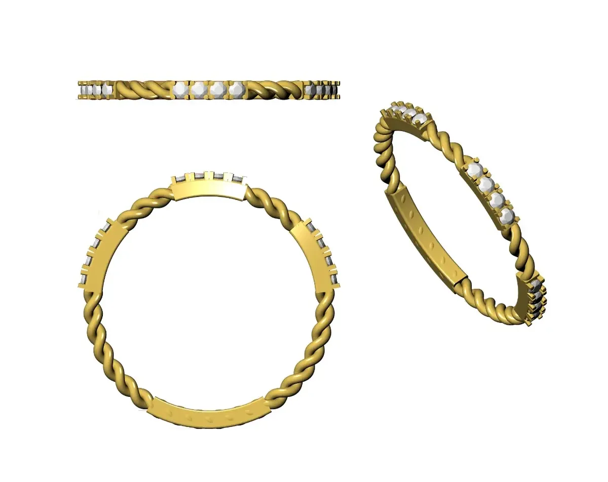 Round Diamond Engagement Band 