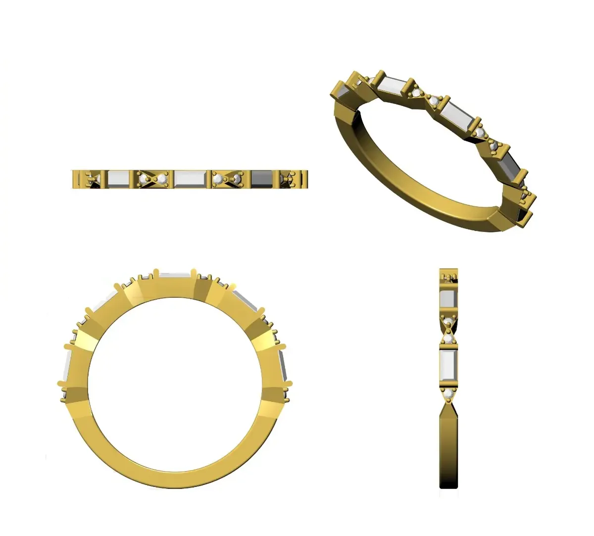 Channel Setting Baguette & Round Diamond Band 