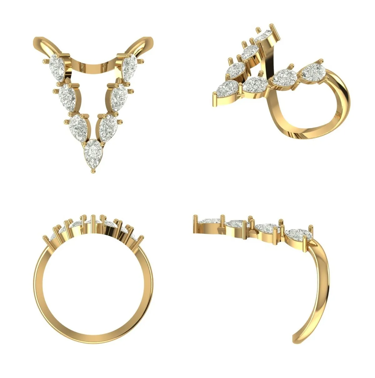 Pear Diamond Fashion Ring 