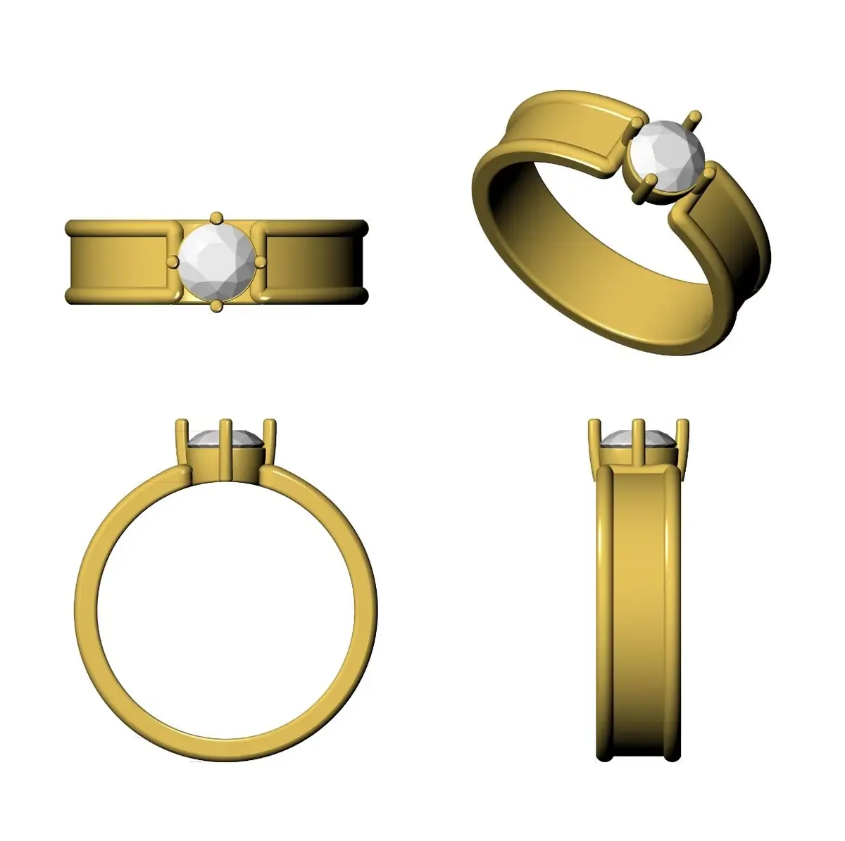 Round Diamond Solitaire Band 